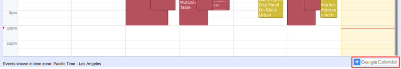 Screenshot of the calendar view with the "+ Google Calendar" button highlighted